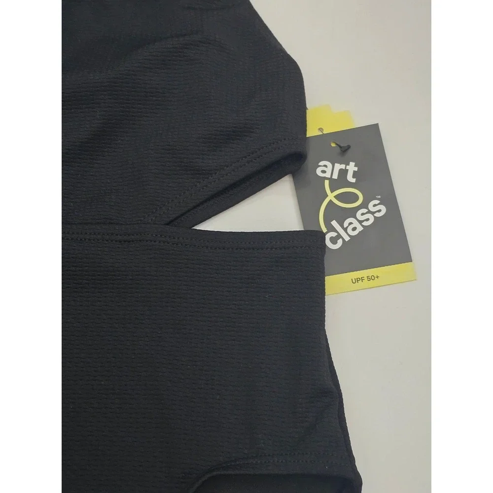 Art Class Girls Black Scalloped Cut Out One Piece Swimsuit XS 4/5 NWT